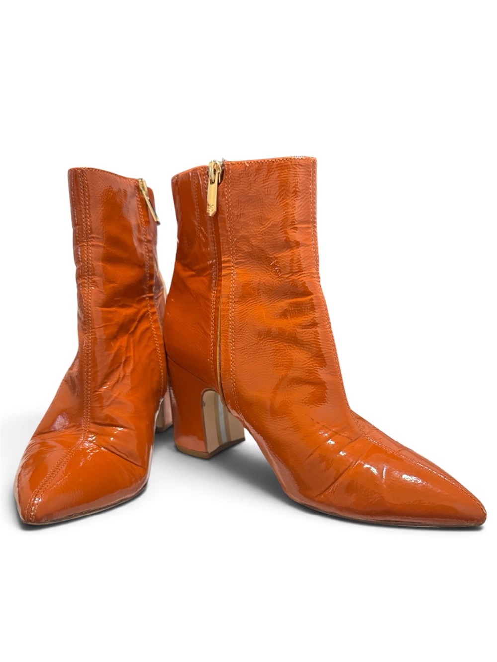 Sam Edelman Burnt Orange Patent Leather Ankle Boots 7.5